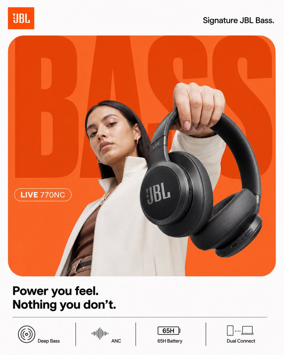 Ultra-Clean JBL Bass Product Campaign Poster