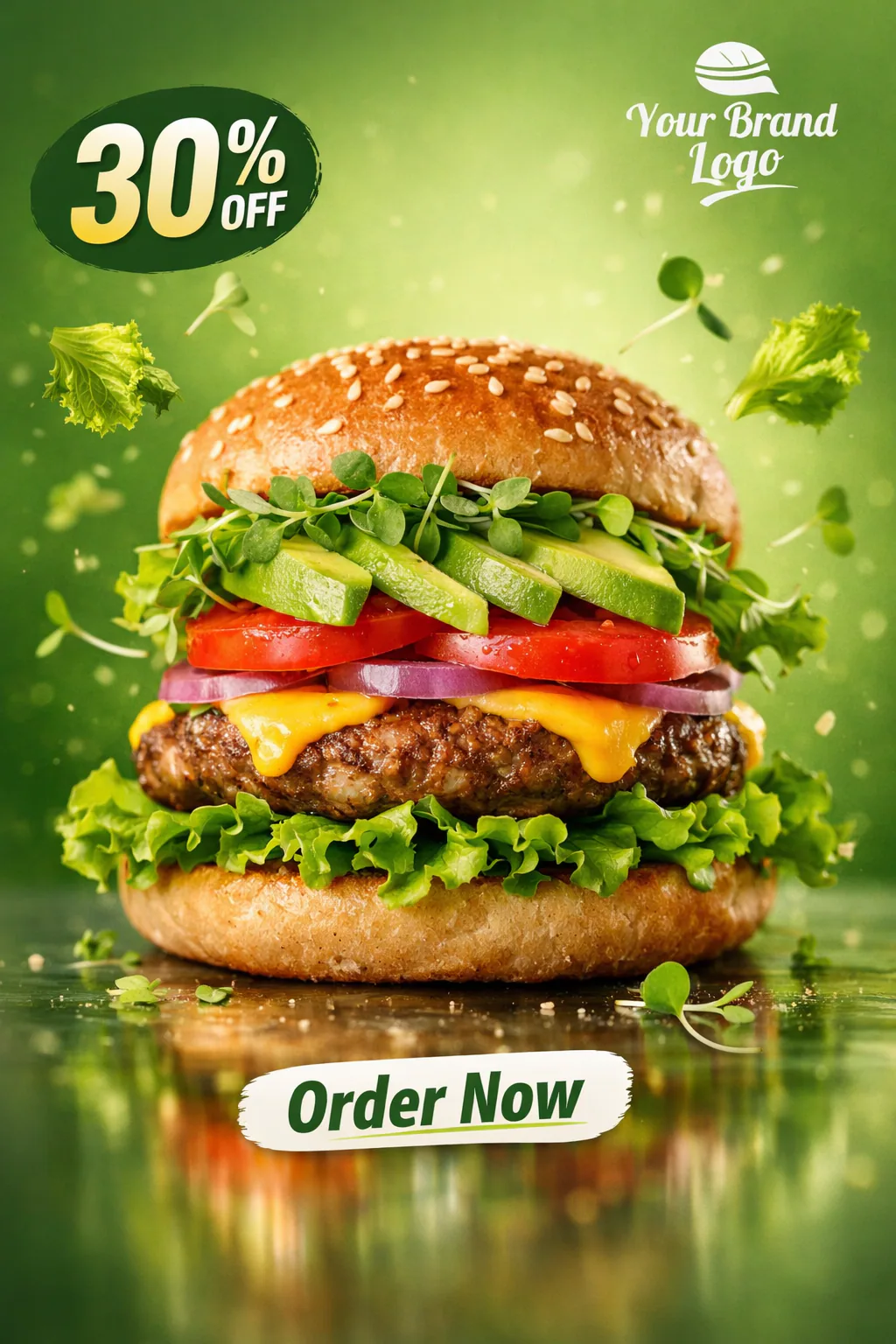 Hyper-Realistic Healthy Burger Social Media Advertising Poster